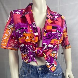 NWT abstract 90s pattern blouse.
